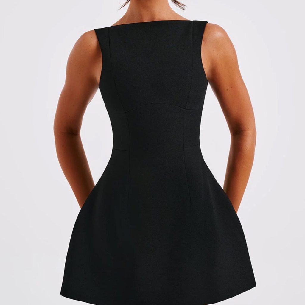 New Showpo Freddie Black Sleeveless Mini Dress Fit & Flare Size 14